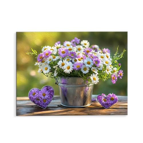 Malen Nach Zahlen Erwachsene Blumenfäder, Malen Nach Zahlen Kits mit Pinseln und Acrylfarben, DIY Ölgemälde Set Malen Basteln Leinwand Anfänger, Als Geschenk für Wanddeko, 50 x 70 cm (ungerahmt) y-446 von QIANLUOO
