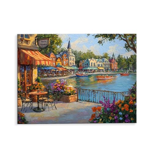 Malen Nach Zahlen Erwachsene Cafés, Malen Nach Zahlen Kits mit Pinseln und Acrylfarben, DIY Ölgemälde Set Malen Basteln Leinwand Anfänger, Als Geschenk für Wanddeko, 50 x 70 cm (ungerahmt) y-515 von QIANLUOO