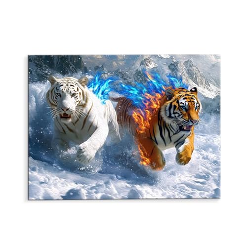 Malen Nach Zahlen Erwachsene Der Tiger, Malen Nach Zahlen Kits mit Pinseln und Acrylfarben, DIY Ölgemälde Set Malen Basteln Leinwand Anfänger, Als Geschenk für Wanddeko, 80 x 110 cm (ungerahmt) y-582 von QIANLUOO