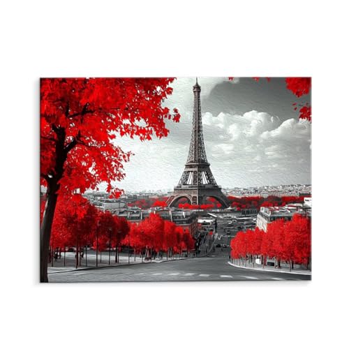 Malen Nach Zahlen Erwachsene Der Turm Von Paris, Malen Nach Zahlen Kits mit Pinseln und Acrylfarben, DIY Ölgemälde Set Malen Basteln Leinwand Anfänger, für Wanddeko, 30 x 40 cm (ungerahmt) y-11 von QIANLUOO