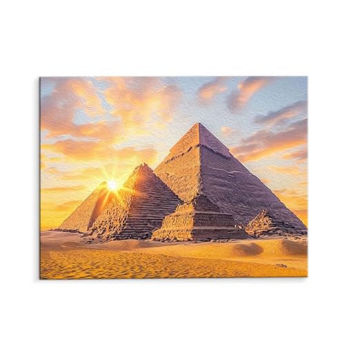 Malen Nach Zahlen Erwachsene Die Ägyptische Pyramide, Malen Nach Zahlen Kits mit Pinseln und Acrylfarben, DIY Ölgemälde Set Malen Basteln Leinwand Anfänger, für Wanddeko, 80 x 110 cm (ungerahmt) y-2 von QIANLUOO