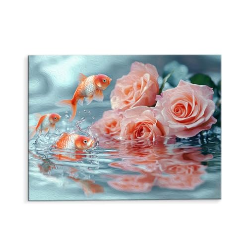 Malen Nach Zahlen Erwachsene Die Rose, Malen Nach Zahlen Kits mit Pinseln und Acrylfarben, DIY Ölgemälde Set Malen Basteln Leinwand Anfänger, Als Geschenk für Wanddeko, 80 x 110 cm (ungerahmt) y-639 von QIANLUOO