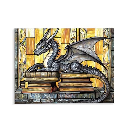 Malen Nach Zahlen Erwachsene Drachenbuch, Malen Nach Zahlen Kits mit Pinseln und Acrylfarben, DIY Ölgemälde Set Malen Basteln Leinwand Anfänger, Als Geschenk für Wanddeko, 70 x 90 cm (ungerahmt) y-595 von QIANLUOO