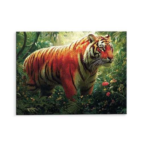 Malen Nach Zahlen Erwachsene Dschungel Tiger, Malen Nach Zahlen Kits mit Pinseln und Acrylfarben, DIY Ölgemälde Set Malen Basteln Leinwand Anfänger, für Wohnzimmer Wanddeko 60 x 80 cm (ungerahmt) y126 von QIANLUOO