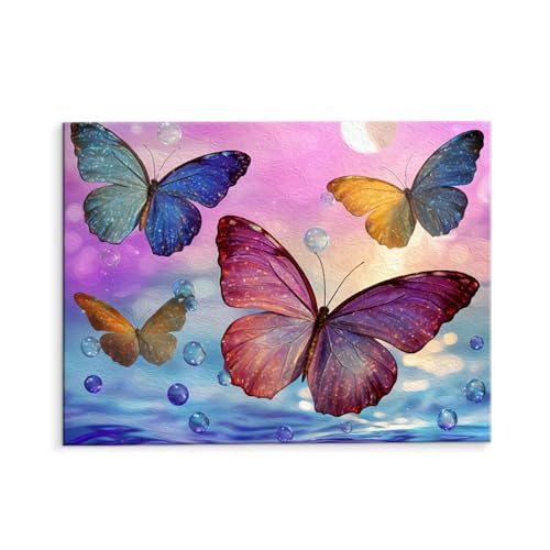 Malen Nach Zahlen Erwachsene Fantasy Schmetterlinge, Malen Nach Zahlen Kits mit Pinseln und Acrylfarben, DIY Ölgemälde Set Malen Basteln Leinwand Anfänger, für Wanddeko, 80 x 110 cm (ungerahmt) y-662 von QIANLUOO