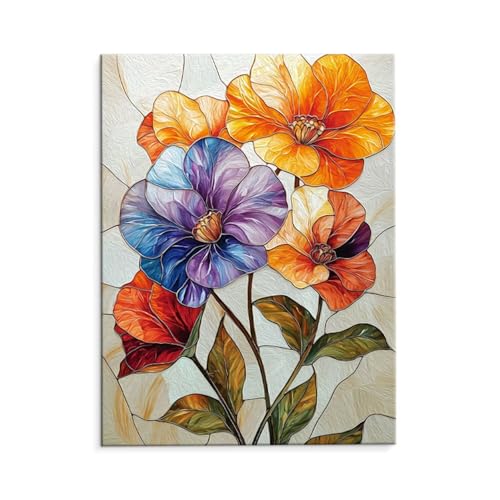 Malen Nach Zahlen Erwachsene Farbe Blumen, Malen Nach Zahlen Kits mit Pinseln und Acrylfarben, DIY Ölgemälde Set Malen Basteln Leinwand Anfänger, Als Geschenk für Wanddeko, 50 x 70 cm (ungerahmt) y-58 von QIANLUOO