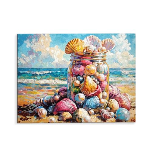 Malen Nach Zahlen Erwachsene Farbe Muscheln, Malen Nach Zahlen Kits mit Pinseln und Acrylfarben, DIY Ölgemälde Set Malen Basteln Leinwand Anfänger, für Wohnzimmer Wanddeko 80 x 110 cm (ungerahmt) y-51 von QIANLUOO