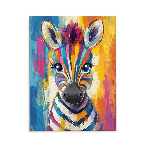 Malen Nach Zahlen Erwachsene Farbe Zebra, Malen Nach Zahlen Kits mit Pinseln und Acrylfarben, DIY Ölgemälde Set Malen Basteln Leinwand Anfänger, Als Geschenk für Wanddeko, 35 x 50 cm (ungerahmt) y-50 von QIANLUOO