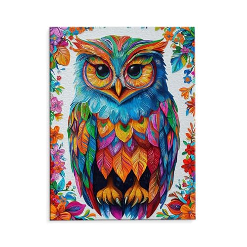 Malen Nach Zahlen Erwachsene Farbige Eule, Malen Nach Zahlen Kits mit Pinseln und Acrylfarben, DIY Ölgemälde Set Malen Basteln Leinwand Anfänger, Als Geschenk für Wanddeko, 40 x 50 cm (ungerahmt) y-66 von QIANLUOO