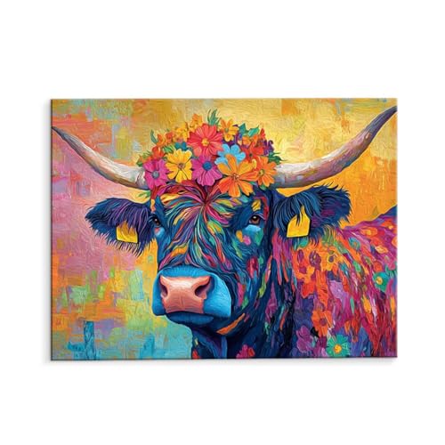 Malen Nach Zahlen Erwachsene Farbige Kühe, Malen Nach Zahlen Kits mit Pinseln und Acrylfarben, DIY Ölgemälde Set Malen Basteln Leinwand Anfänger, Als Geschenk für Wanddeko, 50 x 70 cm (ungerahmt) y-71 Malen Nach Zahlen Erwachsene Farbige Kühe, Malen Nach Zahlen Kits mit Pinseln und Acrylfarben, DIY Ölgemälde Set Malen Basteln Leinwand Anfänger, Als Geschenk für Wanddeko, 50 x 70 cm (ungerahmt) y-71 von QIANLUOO