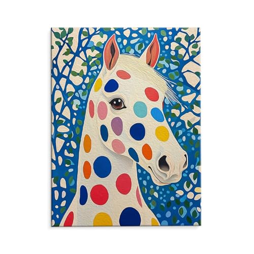 Malen Nach Zahlen Erwachsene Farbige Pferde, Malen Nach Zahlen Kits mit Pinseln und Acrylfarben, DIY Ölgemälde Set Malen Basteln Leinwand Anfänger, für Wohnzimmer Wanddeko 80 x 110 cm (ungerahmt) y-63 von QIANLUOO
