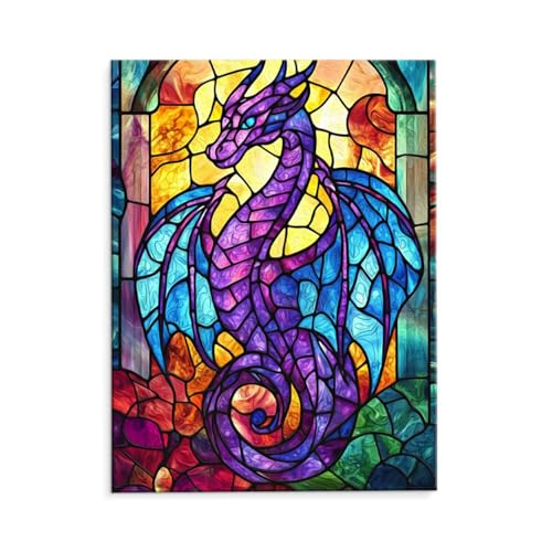 Malen Nach Zahlen Erwachsene Farbiger Drache, Malen Nach Zahlen Kits mit Pinseln und Acrylfarben, DIY Ölgemälde Set Malen Basteln Leinwand Anfänger, für Wohnzimmer Wanddeko 40 x 50 cm (ungerahmt) y-62 von QIANLUOO