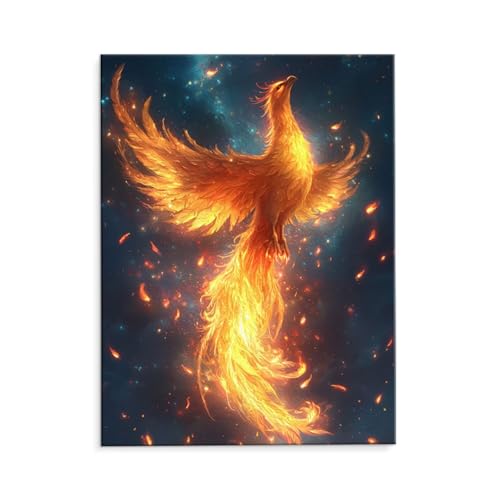 Malen Nach Zahlen Erwachsene Feuer Phoenix, Malen Nach Zahlen Kits mit Pinseln und Acrylfarben, DIY Ölgemälde Set Malen Basteln Leinwand Anfänger, für Wohnzimmer Wanddeko 60 x 80 cm (ungerahmt) y-462 von QIANLUOO
