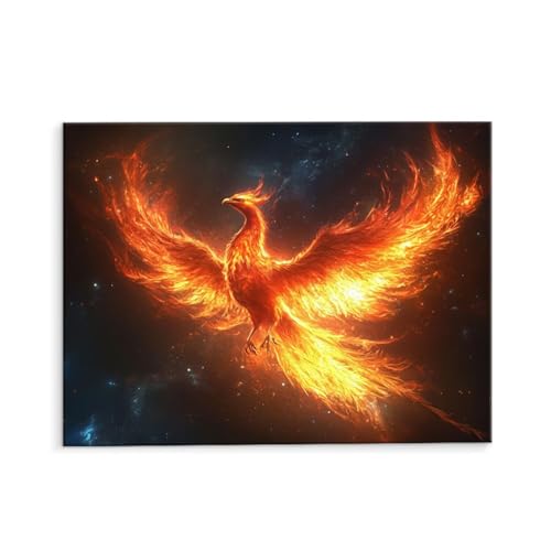 Malen Nach Zahlen Erwachsene Feuer Phoenix, Malen Nach Zahlen Kits mit Pinseln und Acrylfarben, DIY Ölgemälde Set Malen Basteln Leinwand Anfänger, für Wohnzimmer Wanddeko 80 x 110 cm (ungerahmt) y-463 von QIANLUOO