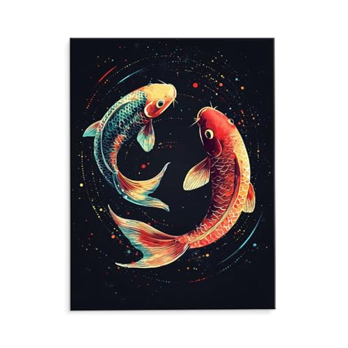 Malen Nach Zahlen Erwachsene Fisch, Malen Nach Zahlen Kits mit Pinseln und Acrylfarben, DIY Ölgemälde Set Malen Basteln Leinwand Anfänger, Als Geschenk für Wanddeko, 70 x 90 cm (ungerahmt) y-498 von QIANLUOO