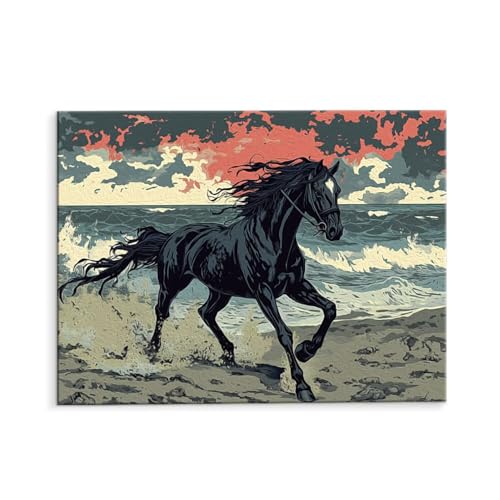 Malen Nach Zahlen Erwachsene Gutes Pferd, Malen Nach Zahlen Kits mit Pinseln und Acrylfarben, DIY Ölgemälde Set Malen Basteln Leinwand Anfänger, Als Geschenk für Wanddeko, 60 x 80 cm (ungerahmt) y-506 von QIANLUOO
