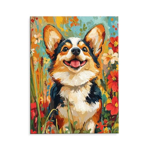 Malen Nach Zahlen Erwachsene Kirky Hund, Malen Nach Zahlen Kits mit Pinseln und Acrylfarben, DIY Ölgemälde Set Malen Basteln Leinwand Anfänger, Als Geschenk für Wanddeko, 50 x 70 cm (ungerahmt) y-522 von QIANLUOO