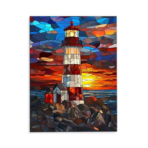 Malen Nach Zahlen Erwachsene Leuchtturm, Malen Nach Zahlen Kits mit Pinseln und Acrylfarben, DIY Ölgemälde Set Malen Basteln Leinwand Anfänger, Als Geschenk für Wanddeko, 30 x 40 cm (ungerahmt) y-134 von QIANLUOO