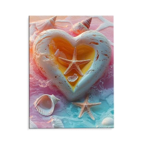 Malen Nach Zahlen Erwachsene Liebe Seestern, Malen Nach Zahlen Kits mit Pinseln und Acrylfarben, DIY Ölgemälde Set Malen Basteln Leinwand Anfänger, Als Geschenk für Wanddeko, 60 x 80 cm (ungerahmt) y6 von QIANLUOO