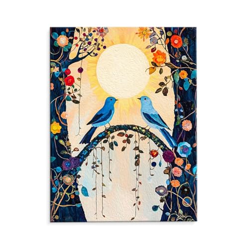 Malen Nach Zahlen Erwachsene Liebesvogel, Malen Nach Zahlen Kits mit Pinseln und Acrylfarben, DIY Ölgemälde Set Malen Basteln Leinwand Anfänger, Als Geschenk für Wanddeko, 80 x 110 cm (ungerahmt) y-3 von QIANLUOO