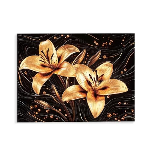 Malen Nach Zahlen Erwachsene Lilien, Malen Nach Zahlen Kits mit Pinseln und Acrylfarben, DIY Ölgemälde Set Malen Basteln Leinwand Anfänger, Als Geschenk für Wanddeko, 35 x 50 cm (ungerahmt) y-31 von QIANLUOO