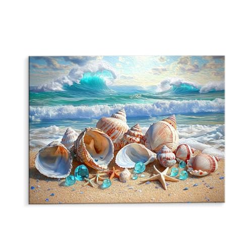 Malen Nach Zahlen Erwachsene Muscheln Am Meer, Malen Nach Zahlen Kits mit Pinseln und Acrylfarben, DIY Ölgemälde Set Malen Basteln Leinwand Anfänger, für Wohnzimmer Wanddeko 70 x 90 cm (ungerahmt) y39 Malen Nach Zahlen Erwachsene Muscheln Am Meer, Malen Nach Zahlen Kits mit Pinseln und Acrylfarben, DIY Ölgemälde Set Malen Basteln Leinwand Anfänger, für Wohnzimmer Wanddeko 70 x 90 cm (ungerahmt) y39 von QIANLUOO