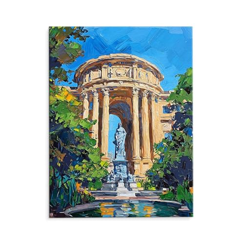 Malen Nach Zahlen Erwachsene Paint by Numbers Adults DIY Ölgemälde Leinwand Set mit 3 Pinsel und Acrylfarben für Home Weihnachten Deko - 60 x 80 cm Ohne Rahmen (Architektonische Landschaft) t-480 von QIANLUOO