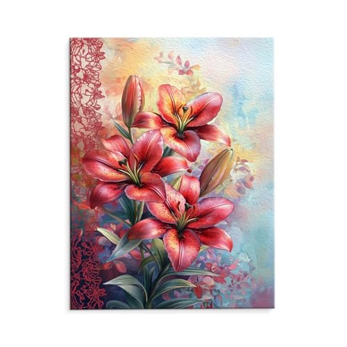 Malen Nach Zahlen Erwachsene Paint by Numbers Adults DIY Ölgemälde Leinwand Set mit 3 Pinsel und Acrylfarben für Home Weihnachten Deko Geburtstag Geschenk - 30 x 40 cm Ohne Rahmen (Lilien) t-33 von QIANLUOO