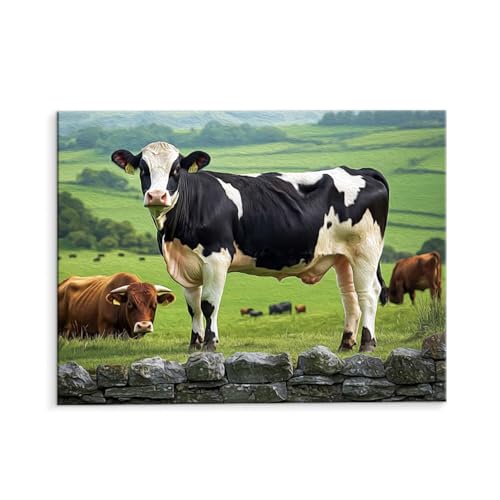 Malen Nach Zahlen Erwachsene Paint by Numbers Adults DIY Ölgemälde Leinwand Set mit 3 Pinsel und Acrylfarben für Home Weihnachten Deko Geburtstag Geschenk - 30 x 40 cm Ohne Rahmen (Prairie Rinder) t89 von QIANLUOO