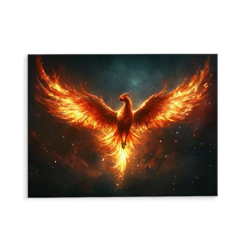 Malen Nach Zahlen Erwachsene Paint by Numbers Adults DIY Ölgemälde Leinwand Set mit 3 Pinsel und Acrylfarben für Home Weihnachten Deko Geburtstag Geschenk - 35 x 50 cm Ohne Rahmen (Feuer Phoenix) t461 von QIANLUOO
