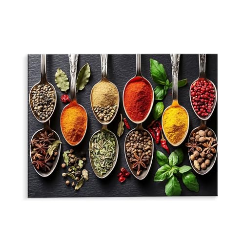 Malen Nach Zahlen Erwachsene Paint by Numbers Adults DIY Ölgemälde Leinwand Set mit 3 Pinsel und Acrylfarben für Home Weihnachten Deko Geburtstag Geschenk - 35 x 50 cm Ohne Rahmen (Küchengewürze) t113 von QIANLUOO