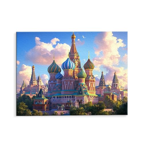 Malen Nach Zahlen Erwachsene Paint by Numbers Adults DIY Ölgemälde Leinwand Set mit 3 Pinsel und Acrylfarben für Home Weihnachten Deko Geburtstag Geschenk - 35 x 50 cm Ohne Rahmen (Schloss) t-93 von QIANLUOO