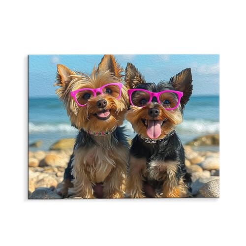 Malen Nach Zahlen Erwachsene Paint by Numbers Adults DIY Ölgemälde Leinwand Set mit 3 Pinsel und Acrylfarben für Home Weihnachten Deko Geburtstag Geschenk - 35 x 50 cm Ohne Rahmen (Tiere Hunde) t-156 von QIANLUOO