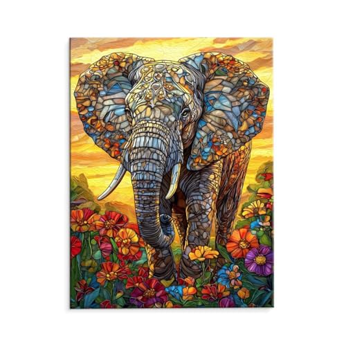 Malen Nach Zahlen Erwachsene Paint by Numbers Adults DIY Ölgemälde Leinwand Set mit 3 Pinsel und Acrylfarben für Home Weihnachten Deko Geburtstag Geschenk - 40 x 50 cm Ohne Rahmen (Elefanten) t-128 von QIANLUOO