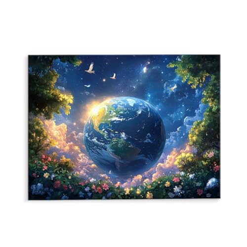 Malen Nach Zahlen Erwachsene Paint by Numbers Adults DIY Ölgemälde Leinwand Set mit 3 Pinsel und Acrylfarben für Home Weihnachten Deko Geburtstag Geschenk - 50 x 70 cm Ohne Rahmen (Erde) t-133 von QIANLUOO