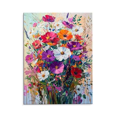Malen Nach Zahlen Erwachsene Paint by Numbers Adults DIY Ölgemälde Leinwand Set mit 3 Pinsel und Acrylfarben für Home Weihnachten Deko Geburtstag Geschenk - 50 x 70 cm Ohne Rahmen (Farbe Blumen) t-57 von QIANLUOO