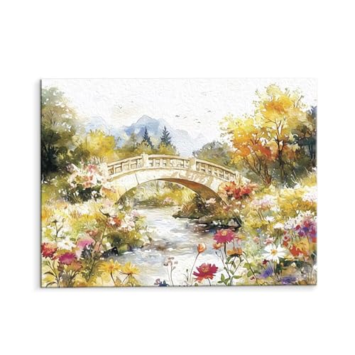 Malen Nach Zahlen Erwachsene Paint by Numbers Adults DIY Ölgemälde Leinwand Set mit 3 Pinsel und Acrylfarben für Home Weihnachten Deko Geburtstag Geschenk - 50 x 70 cm Ohne Rahmen (Garten) t-449 von QIANLUOO