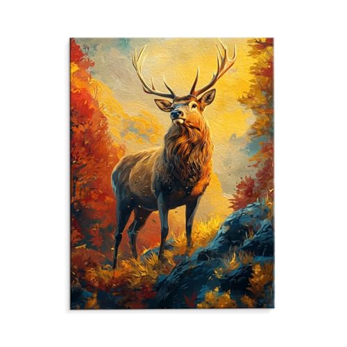 Malen Nach Zahlen Erwachsene Paint by Numbers Adults DIY Ölgemälde Leinwand Set mit 3 Pinsel und Acrylfarben für Home Weihnachten Deko Geburtstag Geschenk - 50 x 70 cm Ohne Rahmen (Hirsch) t-673 von QIANLUOO