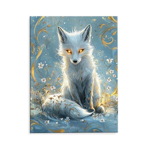 Malen Nach Zahlen Erwachsene Paint by Numbers Adults DIY Ölgemälde Leinwand Set mit 3 Pinsel und Acrylfarben für Home Weihnachten Deko Geburtstag Geschenk - 50 x 70 cm Ohne Rahmen (Tier Fuchs) t-160 von QIANLUOO
