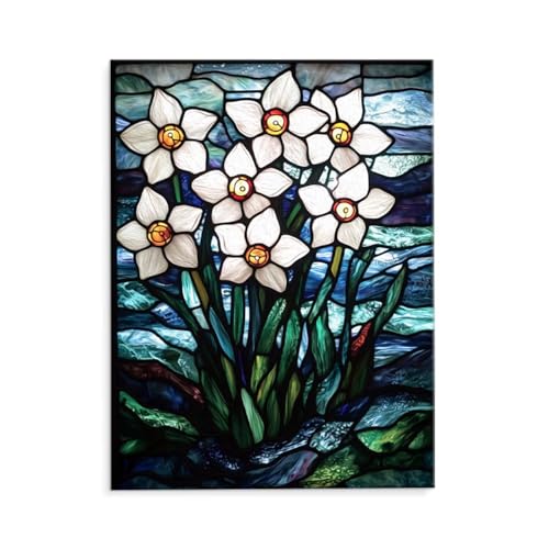 Malen Nach Zahlen Erwachsene Paint by Numbers Adults DIY Ölgemälde Leinwand Set mit 3 Pinsel und Acrylfarben für Home Weihnachten Deko Geburtstag Geschenk - 50 x 70 cm Ohne Rahmen (Weiße Blumen) t-29 von QIANLUOO