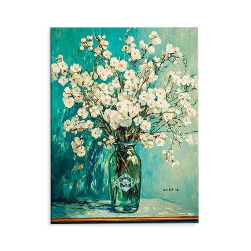 Malen Nach Zahlen Erwachsene Paint by Numbers Adults DIY Ölgemälde Leinwand Set mit 3 Pinsel und Acrylfarben für Home Weihnachten Deko Geburtstag Geschenk - 50 x 70 cm Ohne Rahmen (Weiße Blumen) t-28 von QIANLUOO