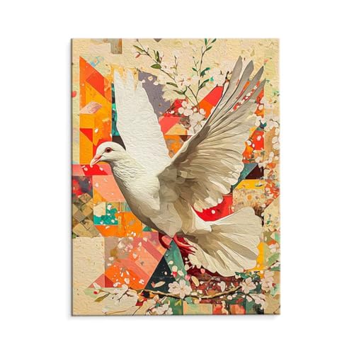 Malen Nach Zahlen Erwachsene Paint by Numbers Adults DIY Ölgemälde Leinwand Set mit 3 Pinsel und Acrylfarben für Home Weihnachten Deko Geburtstag Geschenk - 50 x 70 cm Ohne Rahmen (Weiße Taube) t-16 von QIANLUOO