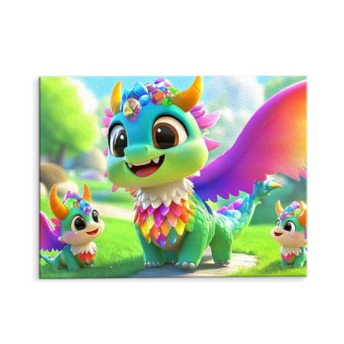 Malen Nach Zahlen Erwachsene Paint by Numbers Adults DIY Ölgemälde Leinwand Set mit 3 Pinsel und Acrylfarben für Home Weihnachten Deko Geburtstag Geschenk - 60 x 80 cm Ohne Rahmen (Drachen Tiere) t-49 von QIANLUOO