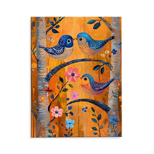 Malen Nach Zahlen Erwachsene Paint by Numbers Adults DIY Ölgemälde Leinwand Set mit 3 Pinsel und Acrylfarben für Home Weihnachten Deko Geburtstag Geschenk - 60 x 80 cm Ohne Rahmen (Farbige Vögel) t-68 von QIANLUOO