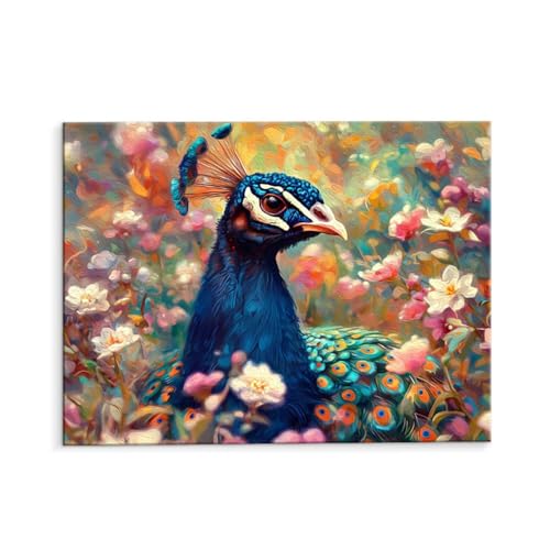 Malen Nach Zahlen Erwachsene Paint by Numbers Adults DIY Ölgemälde Leinwand Set mit 3 Pinsel und Acrylfarben für Home Weihnachten Deko Geburtstag Geschenk - 60 x 80 cm Ohne Rahmen (Pfauen Blumen) t553 von QIANLUOO