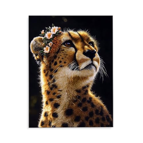 Malen Nach Zahlen Erwachsene Paint by Numbers Adults DIY Ölgemälde Leinwand Set mit 3 Pinsel und Acrylfarben für Home Weihnachten Deko Geburtstag Geschenk - 60 x 80 cm Ohne Rahmen (Tiere Leopard) t152 von QIANLUOO