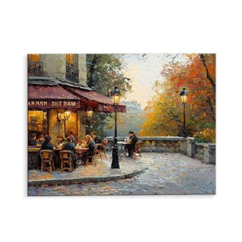 Malen Nach Zahlen Erwachsene Paint by Numbers Adults DIY Ölgemälde Leinwand Set mit 3 Pinsel und Acrylfarben für Home Weihnachten Deko Geburtstag Geschenk - 70 x 90 cm Ohne Rahmen (Cafés) t-513 von QIANLUOO