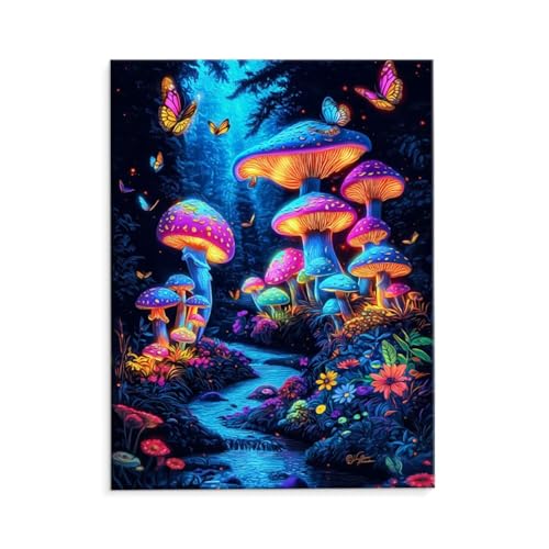 Malen Nach Zahlen Erwachsene Paint by Numbers Adults DIY Ölgemälde Leinwand Set mit 3 Pinsel und Acrylfarben für Home Weihnachten Deko Geburtstag Geschenk - 70 x 90 cm Ohne Rahmen (Fantasy Pilze) t668 von QIANLUOO