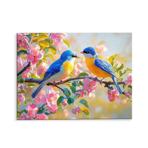 Malen Nach Zahlen Erwachsene Paint by Numbers Adults DIY Ölgemälde Leinwand Set mit 3 Pinsel und Acrylfarben für Home Weihnachten Deko Geburtstag Geschenk - 70 x 90 cm Ohne Rahmen (Liebesvogel) t-4 von QIANLUOO