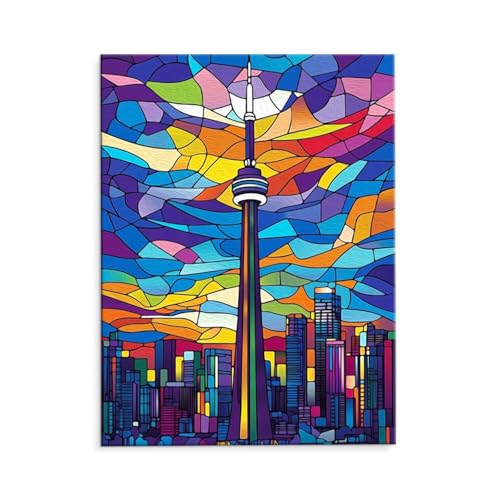 Malen Nach Zahlen Erwachsene Paint by Numbers Adults DIY Ölgemälde Leinwand Set mit 3 Pinsel und Acrylfarben für Home Weihnachten Deko Geburtstag Geschenk - 70 x 90 cm Ohne Rahmen (Stadtgebäude) t-96 von QIANLUOO